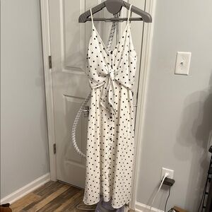 BP White and Black Tie Front Halter Maxi Dress